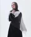 Gradient cotton linen scarf for women, stylish hijab and shawl in black and white variant. - Black and White Gradient