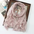 Women's solid shimmer metallic scarf, lightweight long shawl wrap for spring and summer fashion. - Pink (#14)