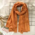 Orange cotton linen scarf for women, solid color casual autumn winter shawl, soft fringed wrap. - Orange (#16)