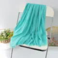 Solid turquoise linen fringe scarf, versatile stylish shawl and beach wrap accessory. - Style #10