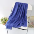 Solid color linen scarf with fringe, versatile draped shawl for women autumn and winter daily wear. - Style #11