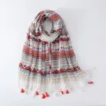 Bohemian colorful printed tassel scarf, ethnic geometric wrap shawl for beach holiday. - Pattern #2