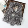 Silver metallic shimmering long scarf for women, elegant lightweight evening shawl wrap. - Gray (#17)