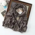 Women metallic shimmer long scarf solid color casual shawl soft glitter head wrap drape - Dark Color (#18)