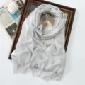 Silver metallic shimmer long scarf for women, elegant shimmering shawl and headwrap. - Silver (#20)