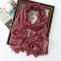 Shimmering metallic long scarf for women, elegant sparkling shawl wrap, stylish design. - Wine Red (#21)