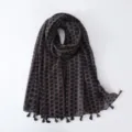 Dark Blue Dot Print Tassel Scarf Boho Style Lightweight Shawl for Women Summer Beach - #7