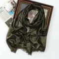 Women metallic sparkly long scarf solid color rayon shimmering shawl for spring summer. - Shimmer Color (#23)
