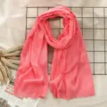 Cotton linen solid color scarf casual draped shawl for women autumn winter wear - Coral Pink (#23)