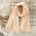 Peach cotton linen scarf, solid color fringe wrap, casual soft winter daily shawl. - Light Orange (#25)