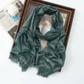 Dark green metallic shimmer long scarf, elegant sparkly rayon shawl and stylish head wrap. - Dark Green (#25)
