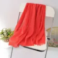 Solid red linen scarf for women, lightweight tassel shawl and beach wrap for versatile styling. - Style 26