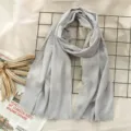 Grey cotton linen scarf solid color women winter warm shawl casual lightweight neckerchief - Gray (#27)