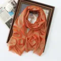 Shimmery metallic long scarf for women, elegant orange solid color shawl and head wrap. - Orange (#27)