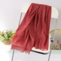 Solid color linen tassel scarf shawl for women, casual autumn winter warm fashion wrap. - #32