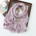 Spring summer women solid color shimmering metallic long scarf shawl wrap elegant hijab - Lavender (#30)