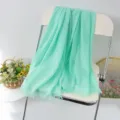 Solid Mint Green Scarf Lightweight Fringed Shawl Versatile Women Beach Headscarf - #33