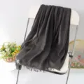 Dark grey solid color linen scarf, elegant fringe edge lightweight shawl for women variant. - #39
