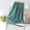 Solid green linen scarf for autumn and winter, versatile fringed shawl and beach headscarf. - Pink Orange Tie-Dye