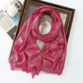 Women shimmering metallic long scarf shawl solid color fashion winter spring accessory - Rose Red (#36)