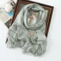 Spring shimmering metallic long scarf, soft silver grey women shawl and head wrap. - Light Silver Gray (#37)