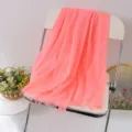 Coral pink solid color linen scarf, soft fringed shawl and versatile beach wrap for women. - #45