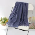 Solid color linen scarf for autumn and winter with frayed tassels, versatile shawl wrap. - Style 46