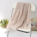 Solid color linen scarf shawl in beige, lightweight fringed design for autumn and winter. - Style 47