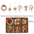 Handgemaakte stro kerstboom hangende ornamenten set, natuurlijke geweven kerstdecoratie. - Stro 6 Vakken Stijl A / 16 stuks/verpakking