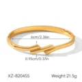 Bracelet manchette irregulier en acier inoxydable 18k, bijou mode minimaliste elegant femme. - Style Lisse Irrégulier (XZ-B20455)