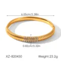 bracelet jonc en acier inoxydable 18k avec strass et fermoir, bijou minimaliste doré élégant. - Style en Strass de Luxe Irrégulier (XZ-B20450)