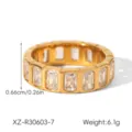 Gold-plated stainless steel emerald-cut cubic zirconia eternity ring fashion jewelry - Size 7 / Rectangle Style (XZ-R30603) / Gold