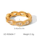 Gold titanium steel pear-shaped zircon ring detail view, stylish and elegant jewelry accessory. - Size 7 / Pear Style (XZ-R30604) / Gold