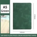 Minimalist green A5 leather-bound notebook with 100 sheets of cream Dowling paper - 无笔插款 / A5 (100 Sheets/200 Pages) / Green