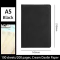 A5 black PU leather notebook with 100 sheets of Daolin paper - 无笔插款 / A5 (100 Sheets/200 Pages) / Black
