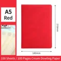 Minimalist red A5 PU leather notebook diary with 100 sheets of cream Dowling paper - 无笔插款 / A5 (100 Sheets/200 Pages) / Red