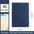 Premium dark blue A5 PU leather journal notebook with 200 pages cream Dowling paper - 无笔插款 / A5 (100 Sheets/200 Pages) / Blue