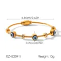 Stainless steel evil eye cable wire bangle bracelet with sparkling crystal spacers and clasp. - Evil Eye Style (XZ-B20411)