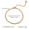 Gold cuban chain bracelet with extension, 17.5+5cm length, durable stainless steel detail. - Cuban Bracelet (3mm)