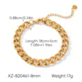 Detailed view of the gold stainless steel Cuban link chain bracelet showing precise dimensions. - Cuban Bracelet (8mm)