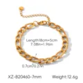 Gold stainless steel Figaro chain bracelet for women and men, stylish chunky wrist jewelry. - Figaro Bracelet (7mm)