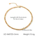 18k gold plated stainless steel figaro chain necklace with adjustable length and 0.5cm width. - Figaro Necklace (5mm)
