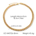 Gold stainless steel cuban chain necklace for women men thick metal choker jewelry accessory. - Cuban Necklace (8mm)