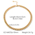 18k Gold Stainless Steel Cuban Chain Necklace Chunky Statement Choker Jewelry for Women - Cuban Necklace (10mm)