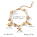 Gold seashell starfish charm bracelet stainless steel beach jewelry accessory variant - Starfish Seashell Charm Beaded Bracelet (XZ-B20213)