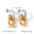 Two-tone stainless steel geometric chain stud earrings for women fashion titanium steel jewelry - Chain Link Two-Tone Earrings (XZ-E11057-GS-1)