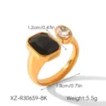 Stijlvolle geometrische zirkonia open ring van roestvrij staal voor dames sieraden. - Open Geometrische Stijl (XZ-R30659-BK)