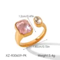 Geometrische Open Zirkoon Ring voor Vrouwen Gouden Roestvrij Stalen Vinger Sieraden - Open Geometrische Stijl (XZ-R30659-PK)