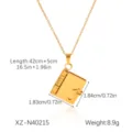 Gold stainless steel book pendant necklace, stylish women fashion jewelry daily accessories. - Book Locket Style (XZ-N40215) / Gold