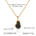 Gold titanium steel black gourd pendant necklace with adjustable chain length for women daily wear. - Black Style (XZ-N40822-BK)